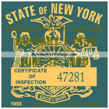 Vintage 1955 New York Windshield Inspection Sticker