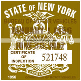 Vintage 1956 New York Windshield Inspection Sticker