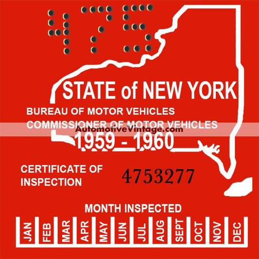 Vintage 1959-60 New York Windshield Inspection Sticker