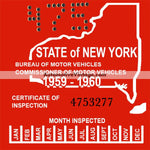 Vintage 1959-60 New York Windshield Inspection Sticker