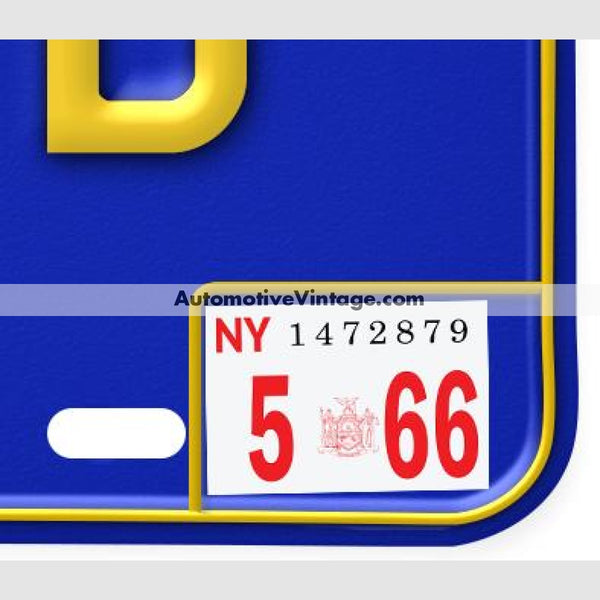 New York 1966 Vintage License Plate Registration Sticker