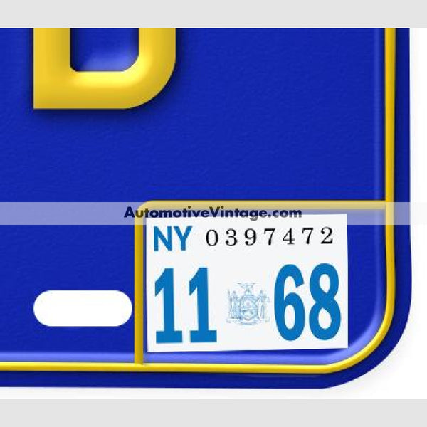 New York 1968 Vintage License Plate Registration Sticker