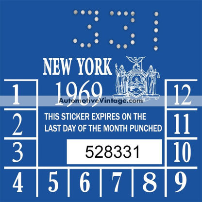 Vintage 1969 New York Windshield Inspection Sticker
