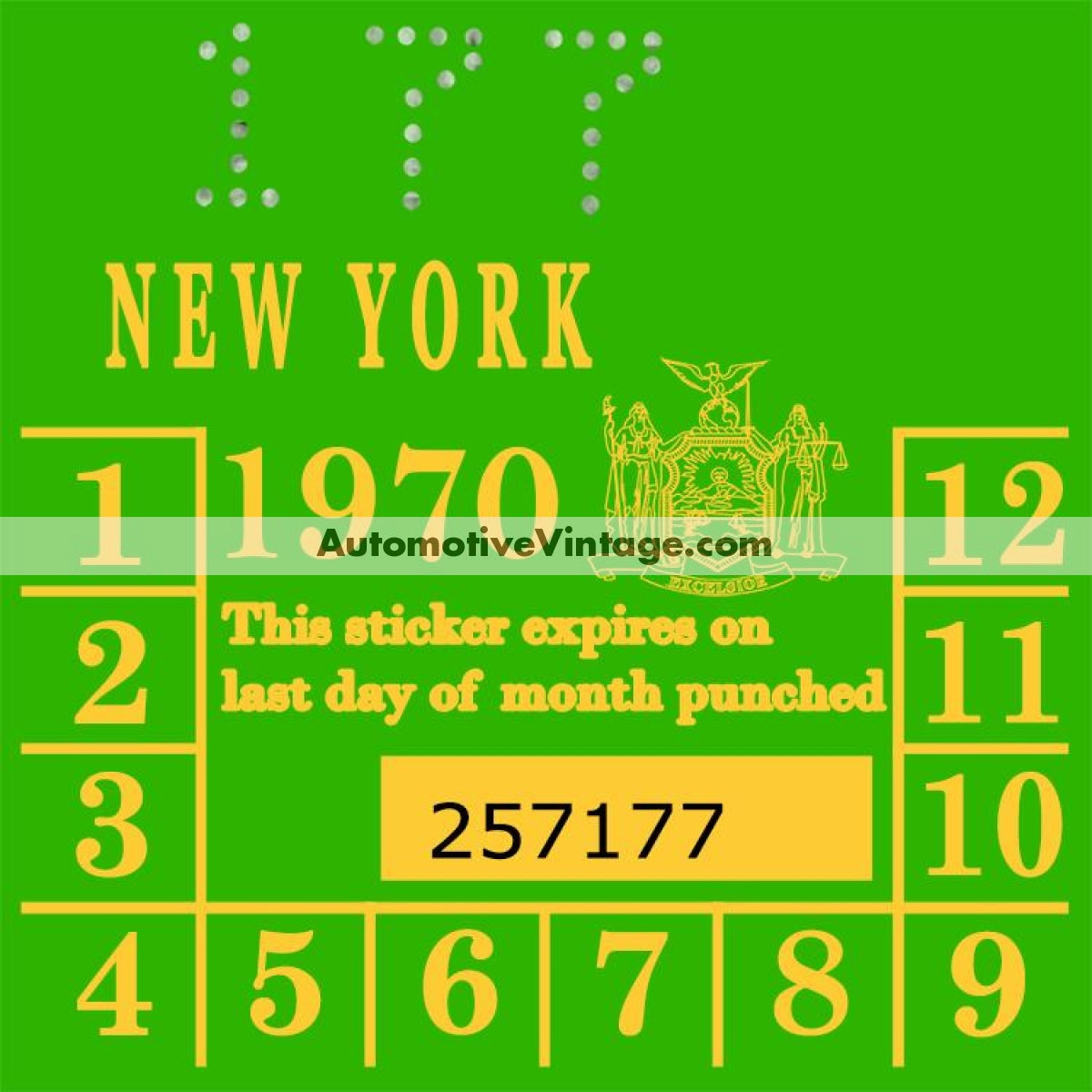 Vintage 1970 New York Windshield Inspection Sticker