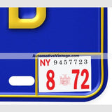 New York 1972 Vintage License Plate Registration Sticker