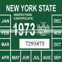 Vintage 1973 New York Windshield Inspection Sticker