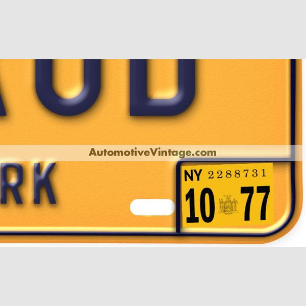 New York 1977 Vintage License Plate Registration Sticker