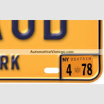 New York 1978 Vintage License Plate Registration Sticker