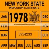 Vintage 1978 New York Windshield Inspection Sticker
