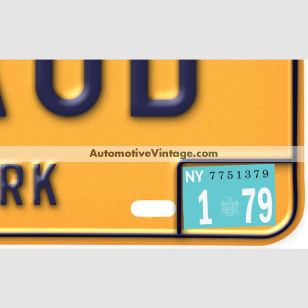 New York 1979 Vintage License Plate Registration Sticker