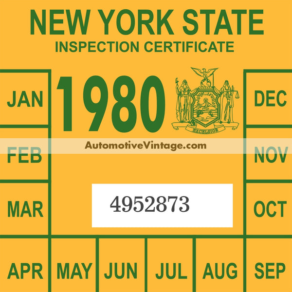 Vintage 1980 New York Windshield Inspection Sticker