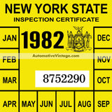Vintage 1982 New York Windshield Inspection Sticker