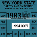 Vintage 1983 New York Windshield Inspection Sticker
