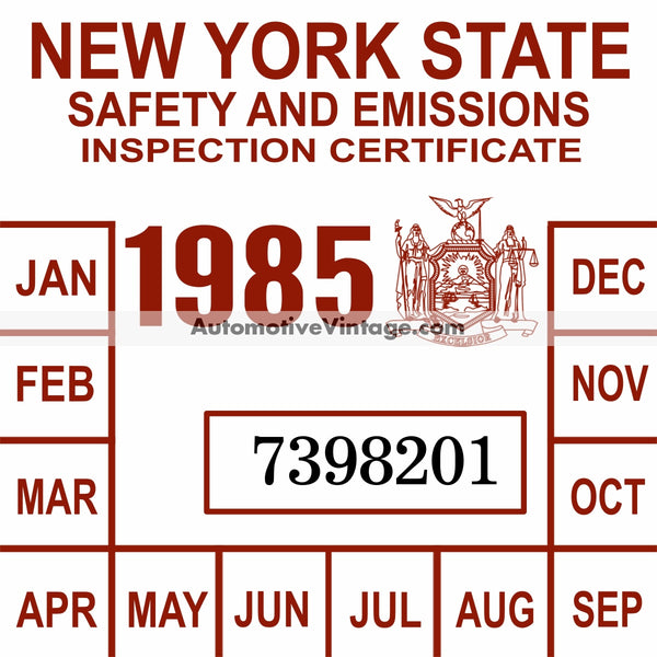 Vintage 1985 New York Windshield Inspection Sticker