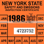 Vintage 1986 New York Windshield Inspection Sticker
