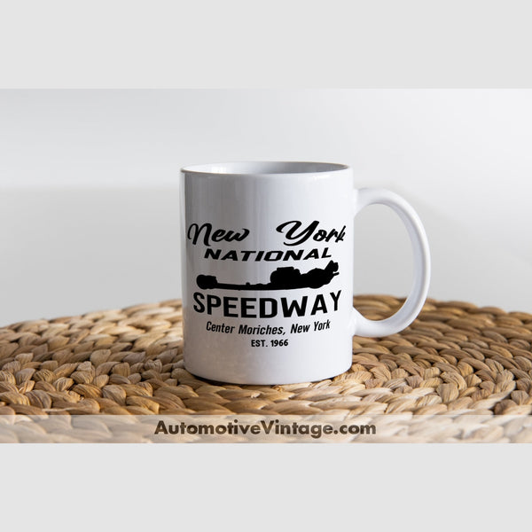 National Speedway Center Moriches New York Drag Racing Coffee Mug White