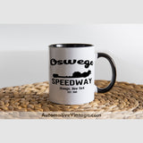 Oswego Speedway New York Drag Racing Coffee Mug Black & White Two Tone
