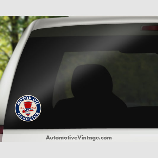 Red Hat Motor Oil Gasoline Vintage Car Sticker Stickers