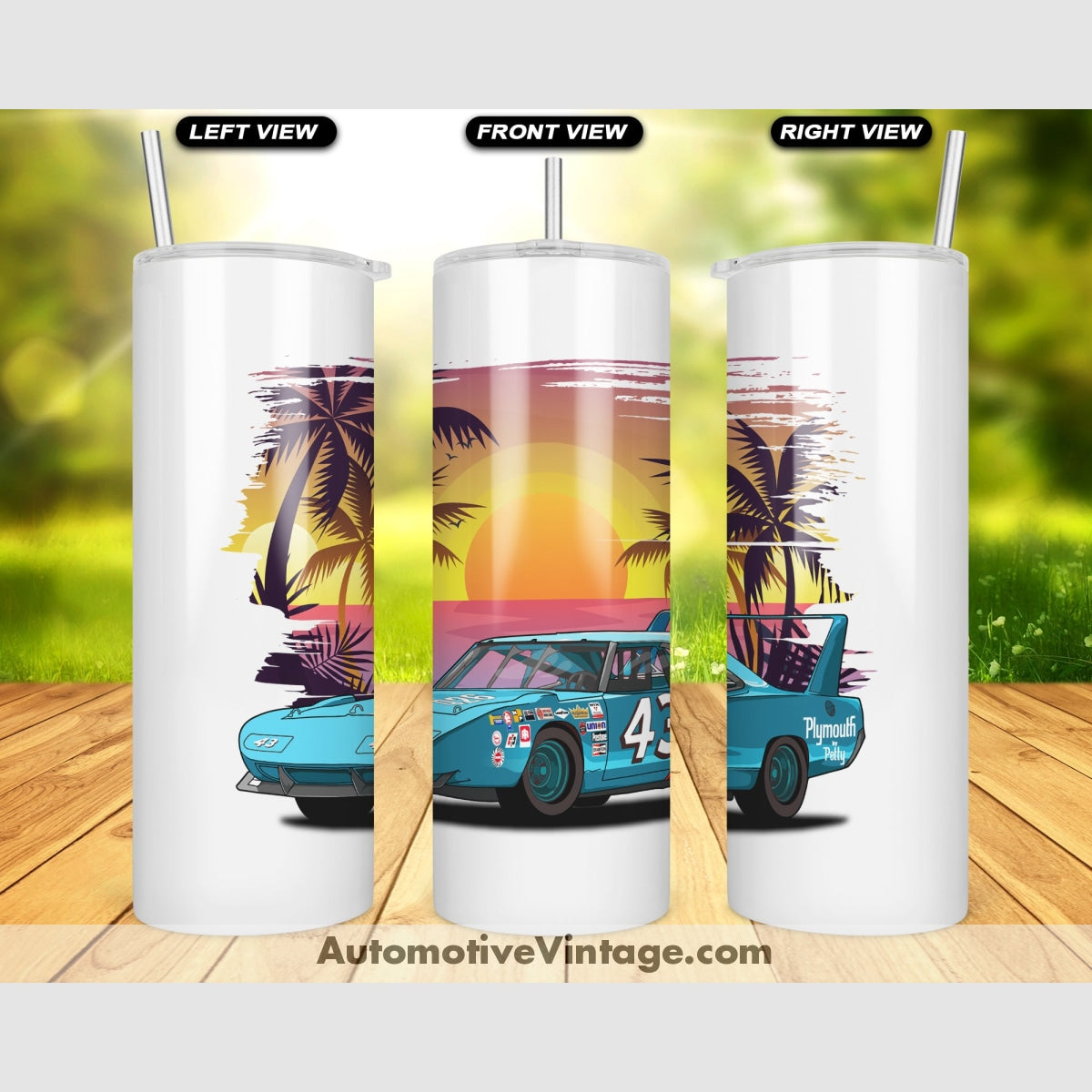 Richard Petty Plymouth Superbird Famous Car Sunset Drink Tumbler Tumblers