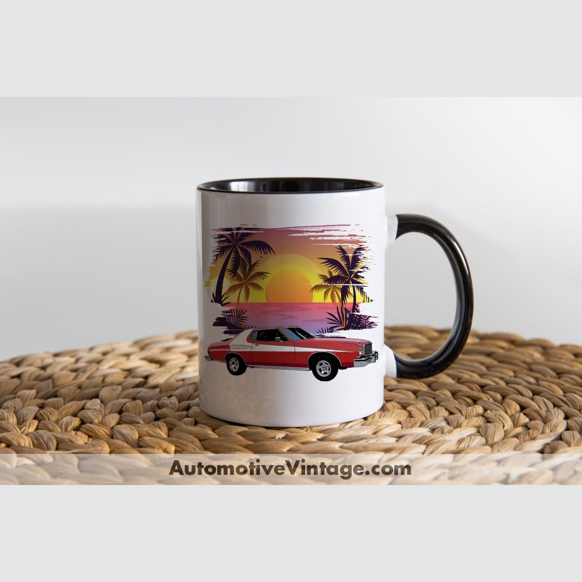 Starsky And Hutch Gran Torino Famous Car Coffee Mug Black & White Two Tone