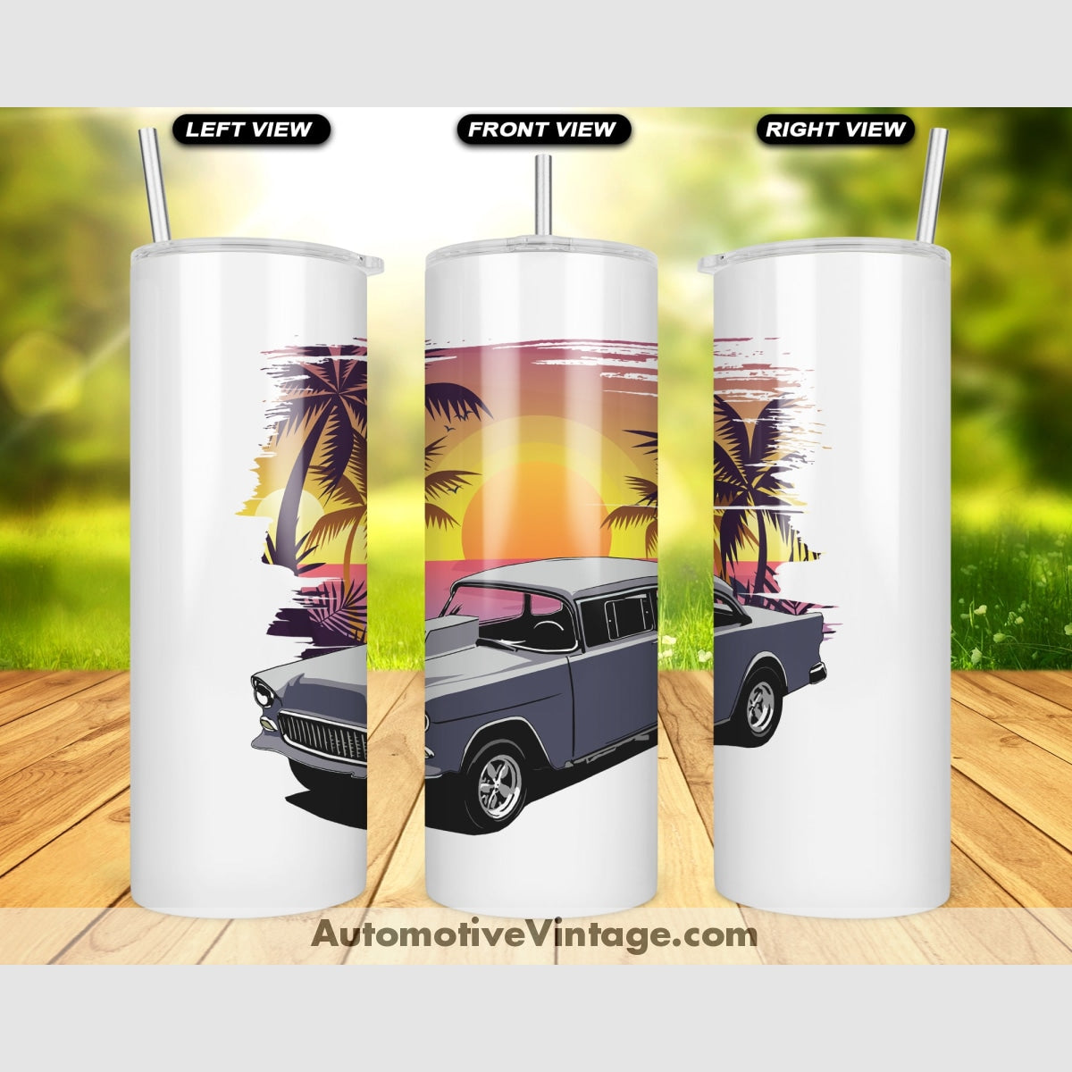 Two Lane Blacktop 1955 Chevy Famous Car Sunset Drink Tumbler Tumblers
